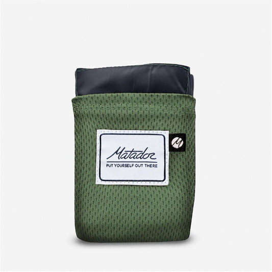 Small packable pocket blanket ground cover in green