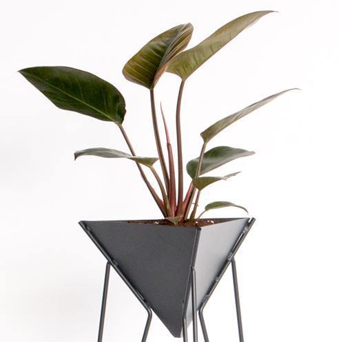Black mid century plant stand planter