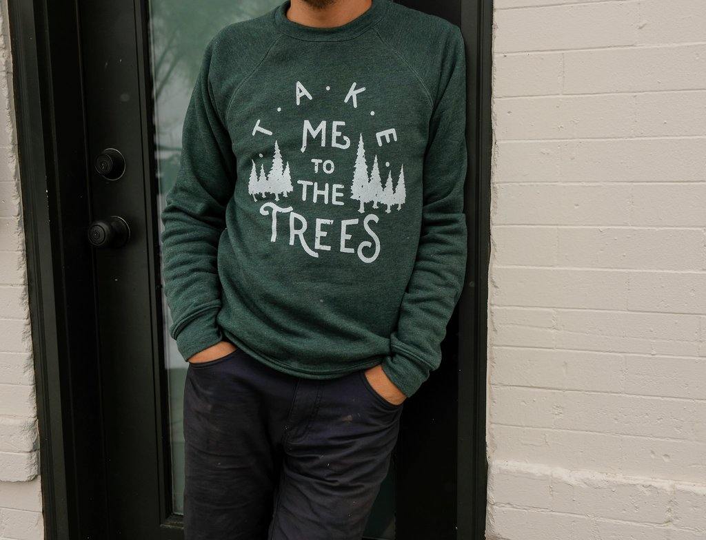trees crew neck sweatshirt