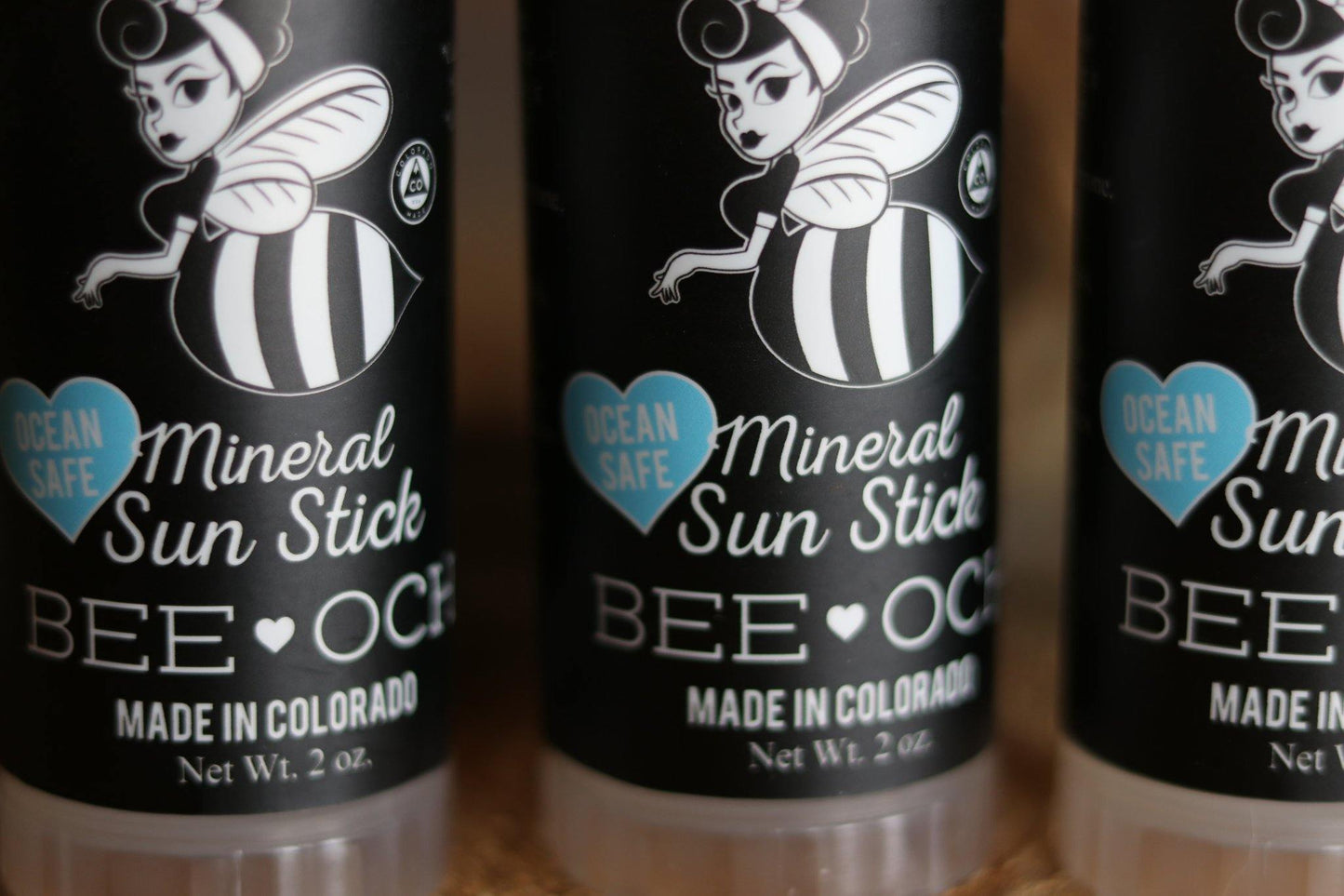 ocean-safe all-natural mineral sunscreen stick with black packaging