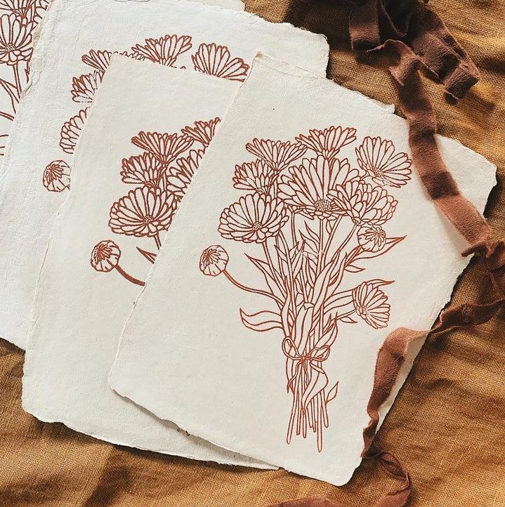 Block Print Floral Art