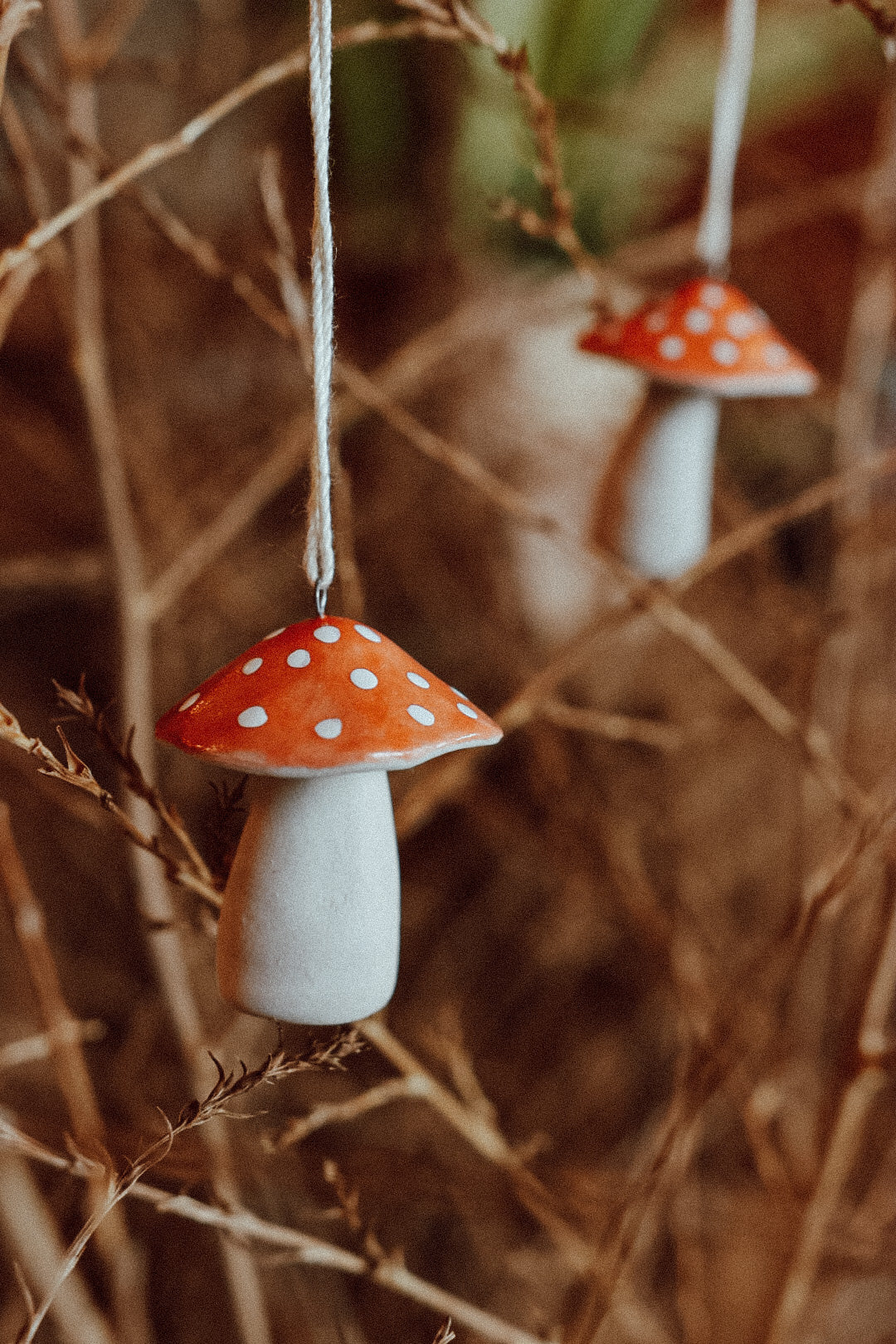 ceramic mushroom ornament