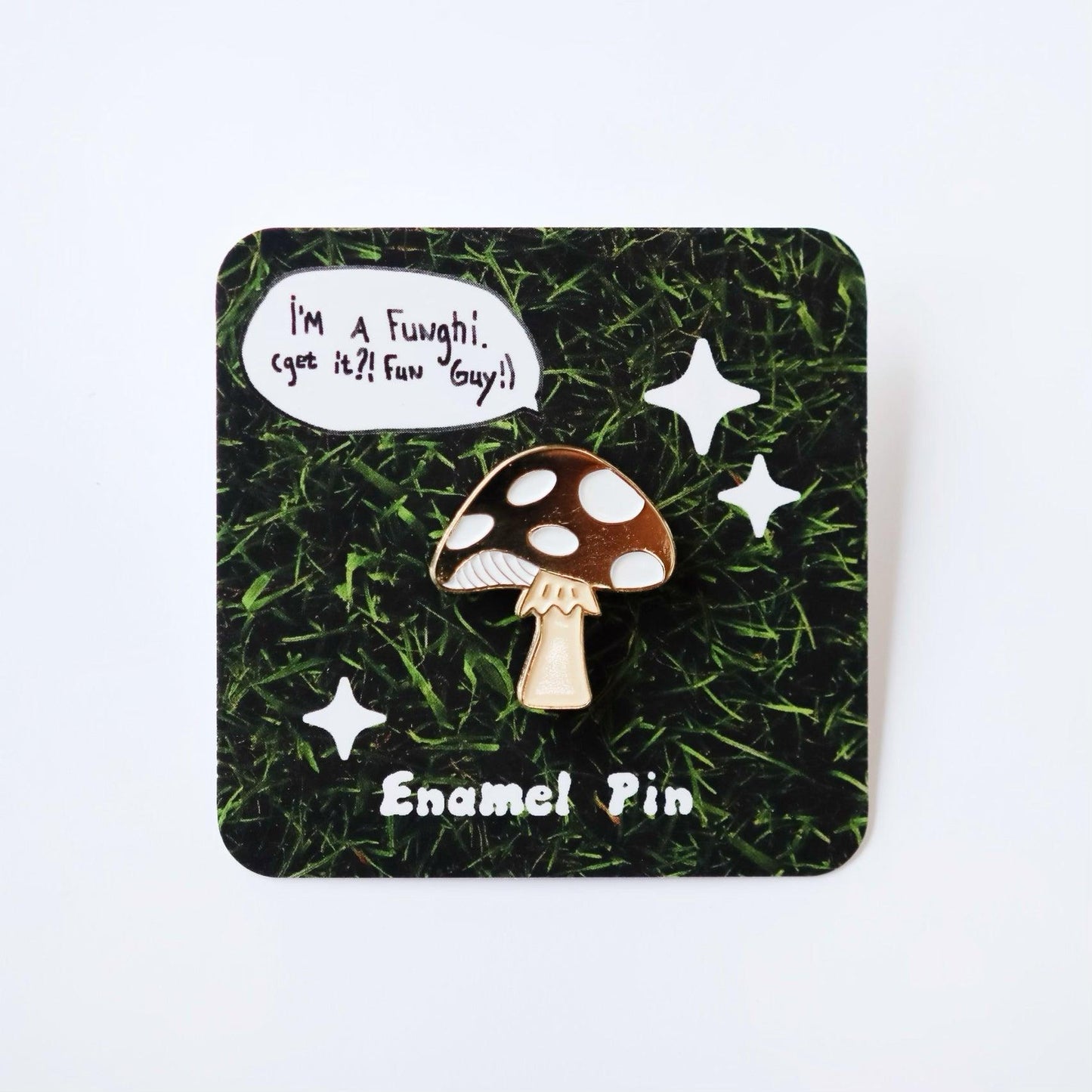 Gold Enamel Mushroom Pin