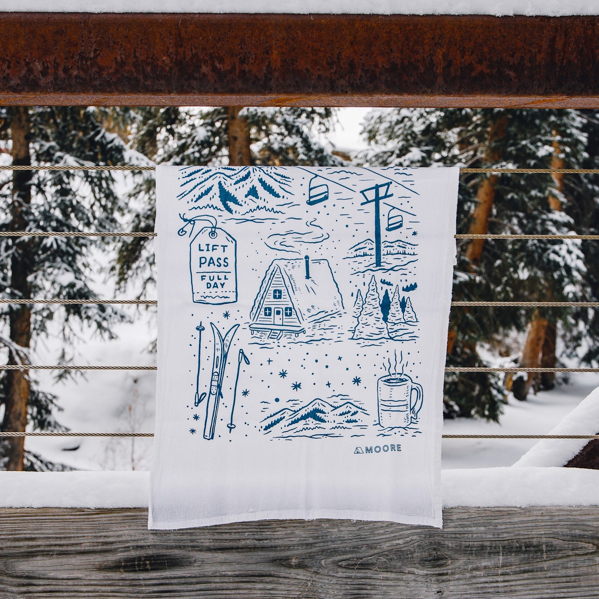 ski days tea towel