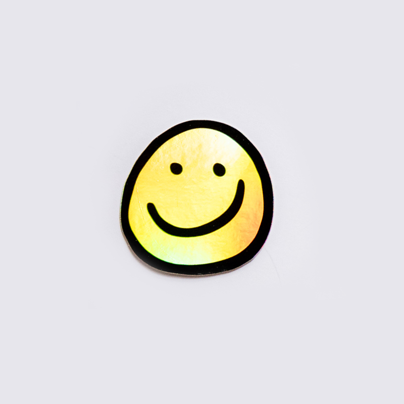 smiley sticker holographic