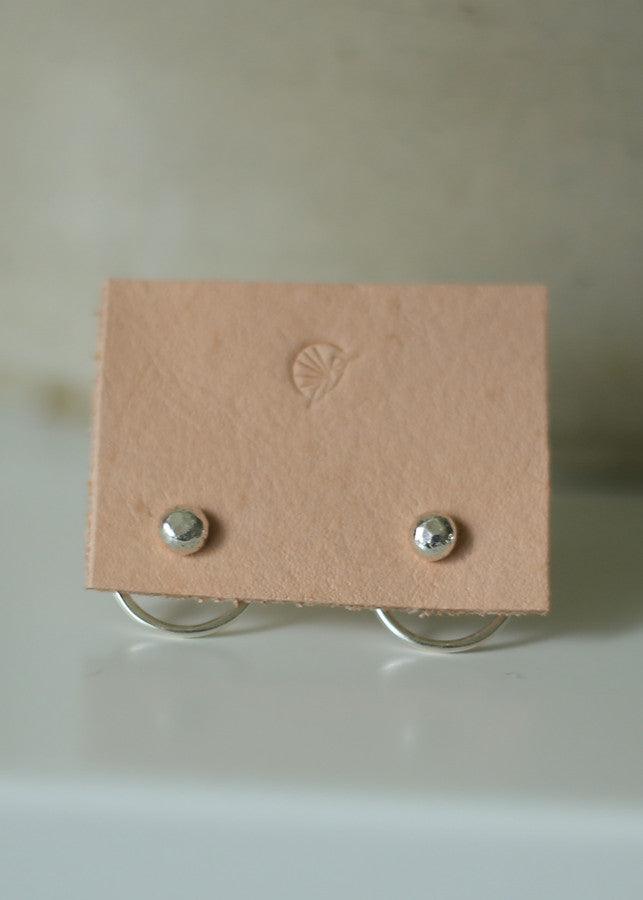 ball stud earring with open circle ear jacket